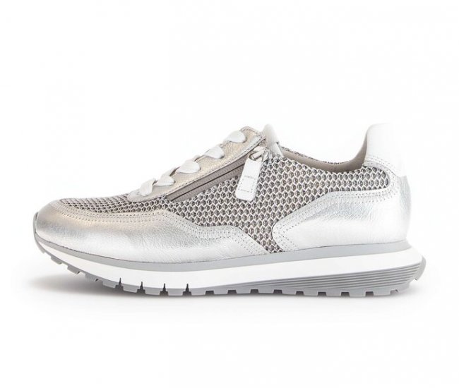 Gabor Damen Sneaker Low Silber - Materialmix Leder/Lederimitat