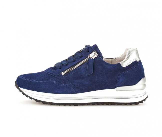 Gabor Damen Sneaker Low Blau - Materialmix Leder