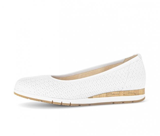 Gabor Damen Sportliche Ballerina Weiß - Effektleder