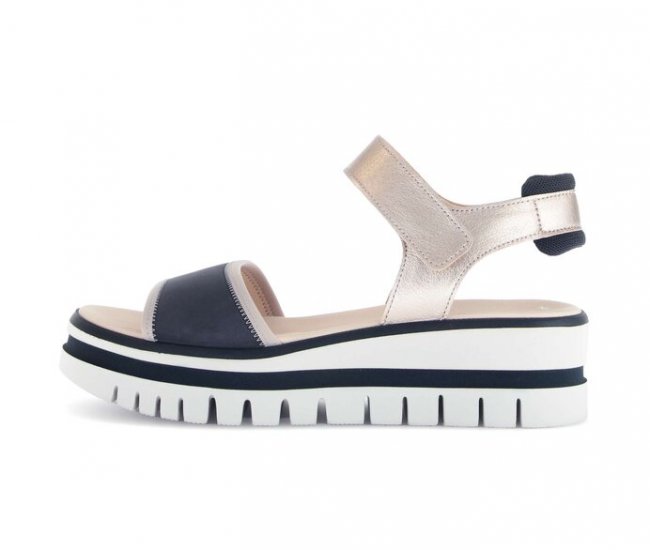 Gabor Damen Plateau Sandale Blau - Materialmix Leder/Lederimitat