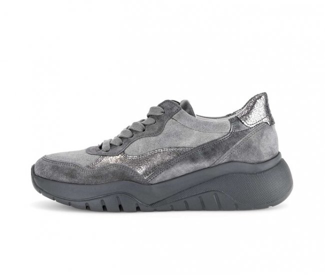 Gabor Damen Sneaker Low Grau - Materialmix Leder/Lederimitat