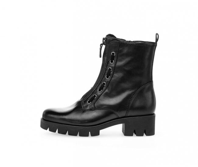 Gabor Damen Schnürstiefelette Schwarz - Glattleder