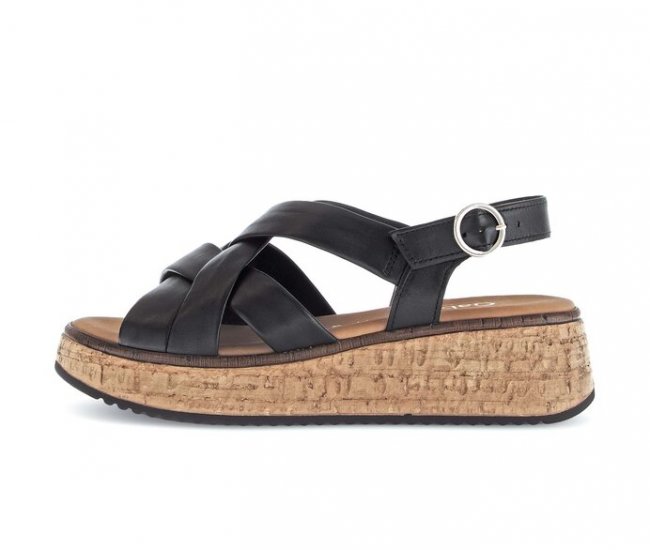 Gabor Damen Plateau Sandale Schwarz - Glattleder