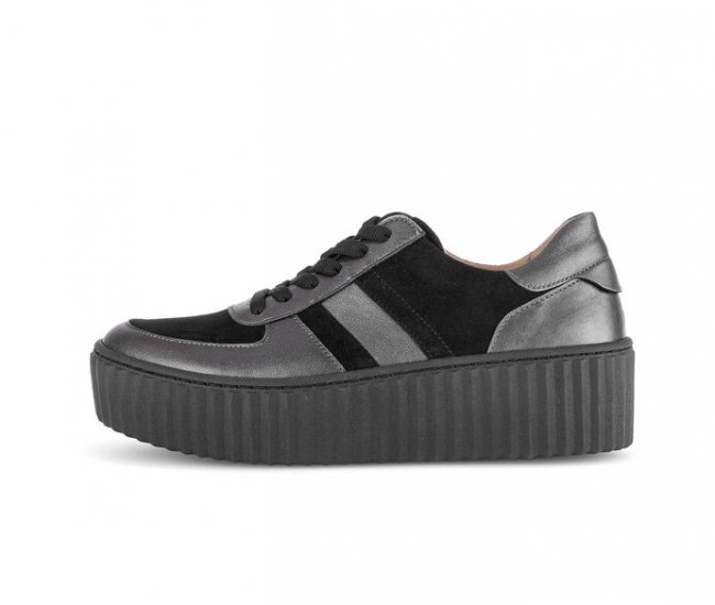 Gabor Damen Sneaker Low Grau - Materialmix Leder