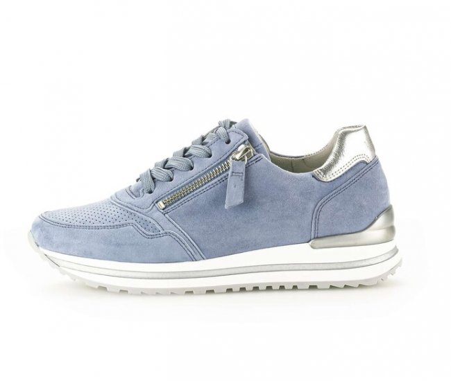 Gabor Damen Sneaker Low Blau - Materialmix Leder