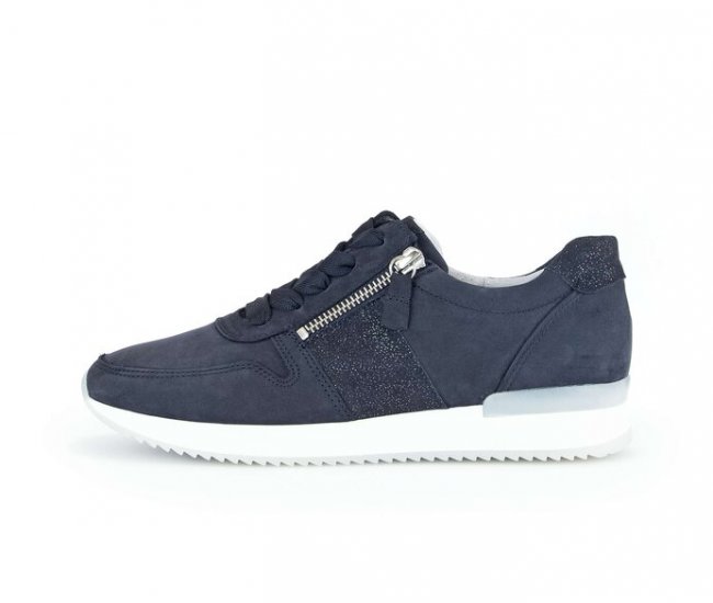 Gabor Damen Sneaker Low Blau - Materialmix Leder