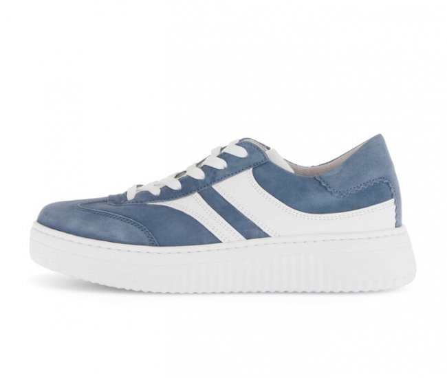 Gabor Damen Sneaker Low Blau - Materialmix Leder