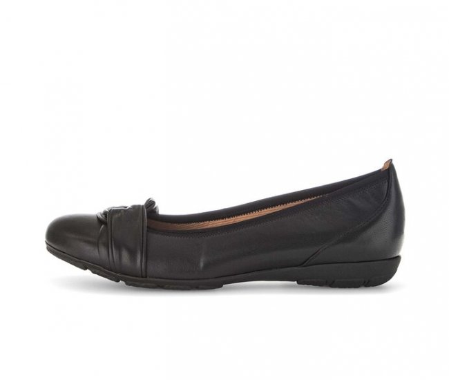 Gabor Damen Sportliche Ballerina Schwarz - Glattleder