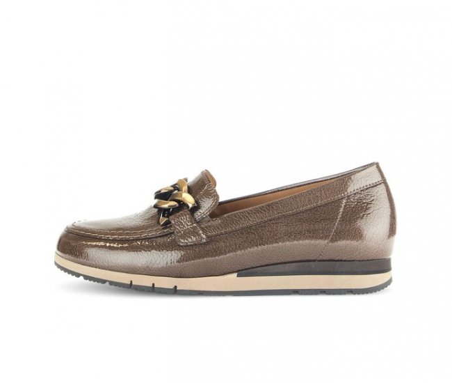 Gabor Damen Slipper Braun - Lackleder