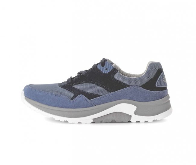 Gabor Herren Rollingsoft Sneaker Low Blau - Materialmix Leder/Textil