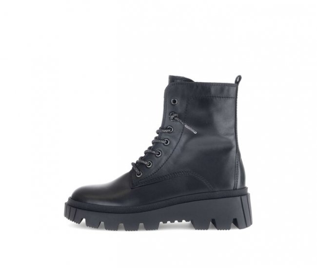 Gabor Damen Schnürstiefelette Schwarz - Glattleder