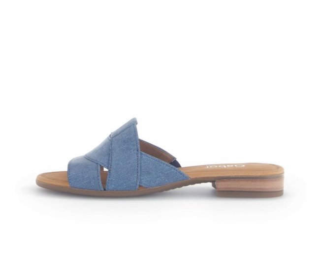 Gabor Damen Pantolette Blau - Materialmix Leder