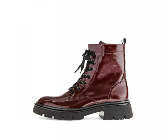 Gabor Damen Schnürstiefelette Rot - Lackleder