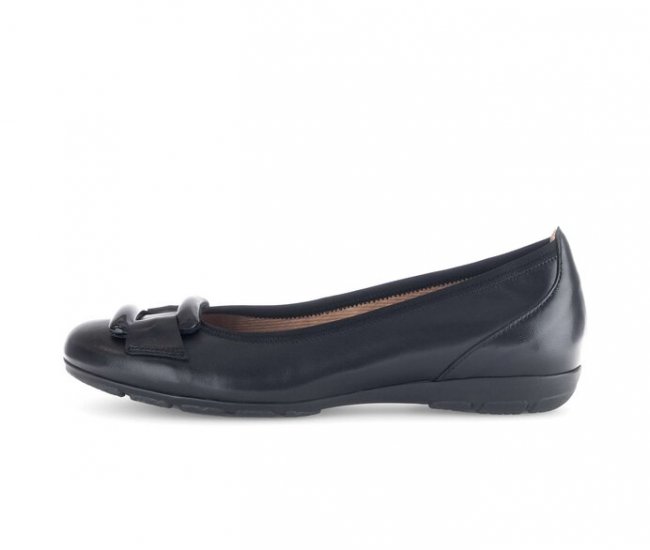 Gabor Damen Sportliche Ballerina Schwarz - Materialmix Leder