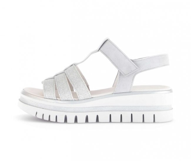 Gabor Damen Plateau Sandale Grau - Materialmix Leder/Lederimitat