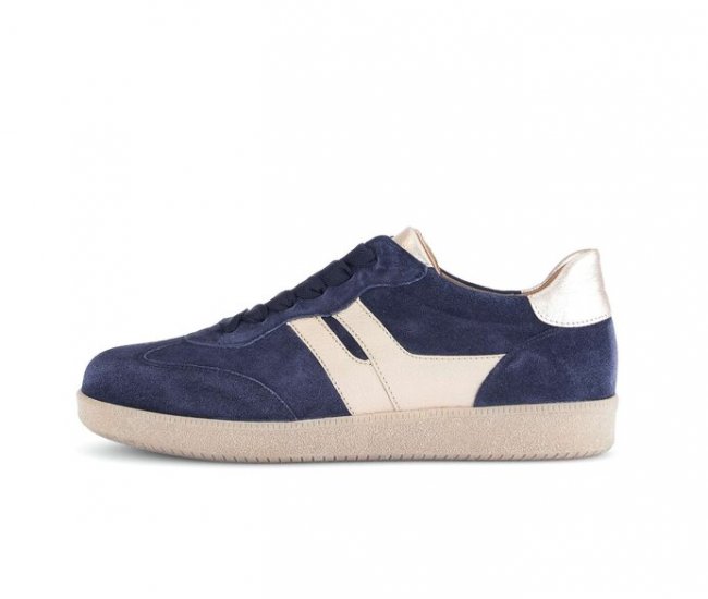 Gabor Damen Sneaker Low Blau - Materialmix Leder