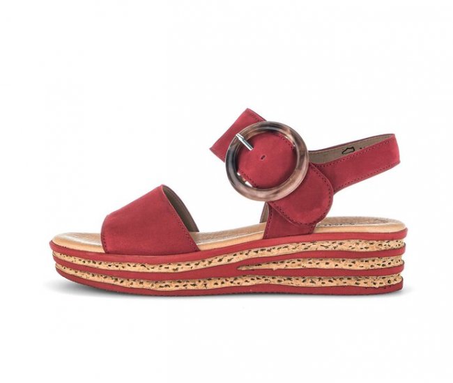 Gabor Damen Plateau Sandale Rot - Rauleder