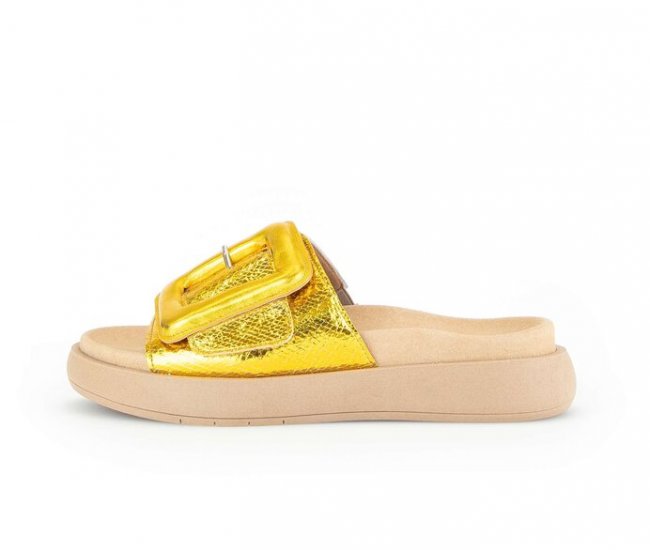 Gabor Damen Pantolette Gelb - Materialmix Leder