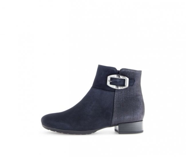 Gabor Damen Elegante Stiefelette Blau - Materialmix Leder
