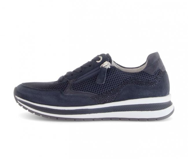 Gabor Damen Sneaker Low Blau - Materialmix Leder/Lederimitat