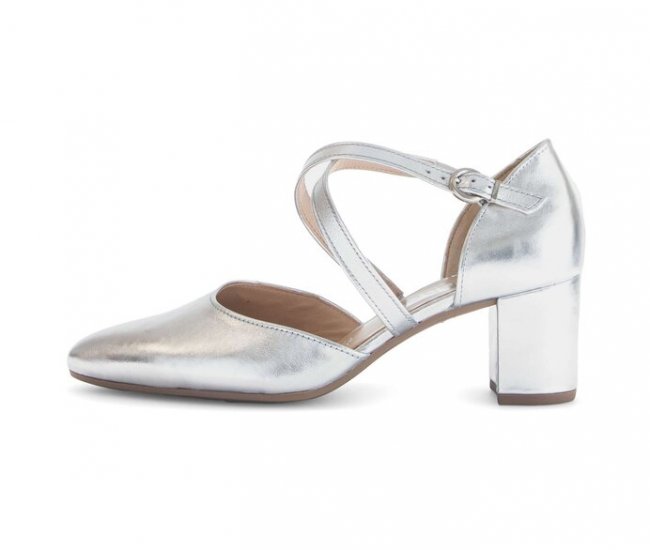 Gabor Damen Spangenpumps Silber - Effektleder