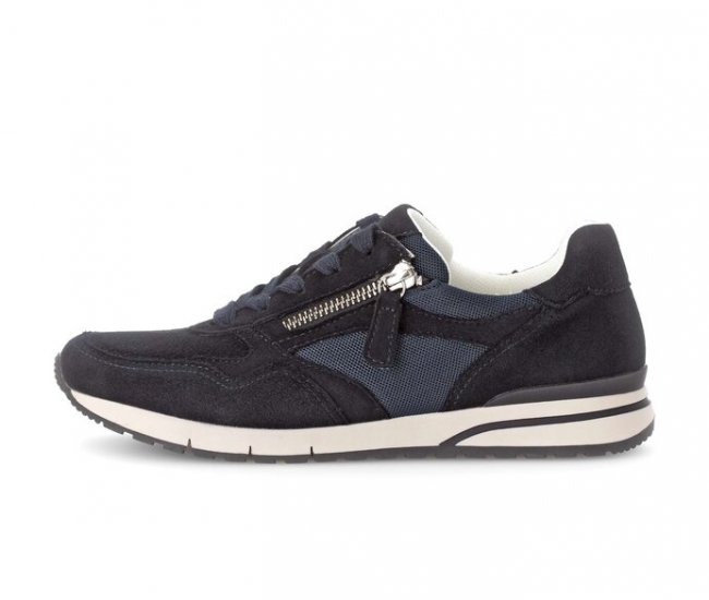 Gabor Damen Sneaker Low Blau - Materialmix Leder/Lederimitat