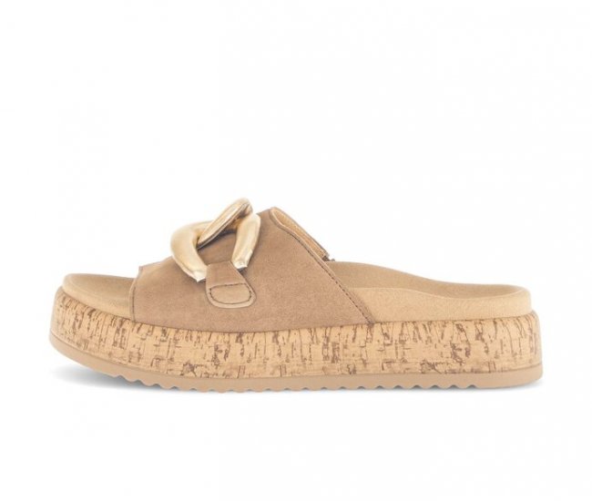 Gabor Damen Pantolette Braun - Materialmix Leder