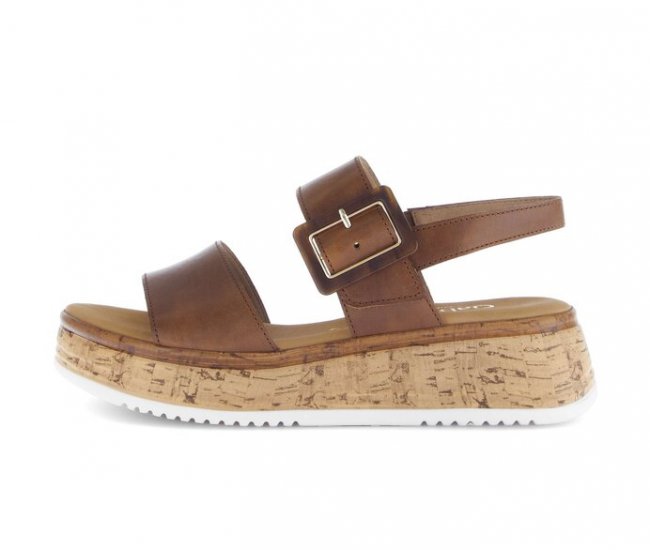 Gabor Damen Plateau Sandale Braun - Glattleder