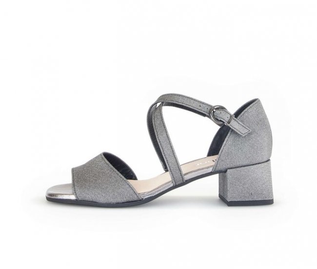 Gabor Damen Riemchensandale Grau - Materialmix Leder/Lederimitat