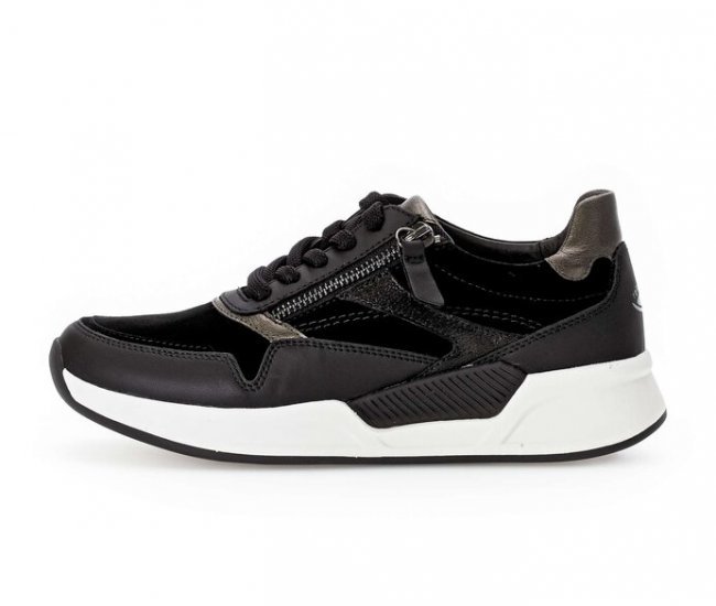 Gabor Damen Sneaker Low Schwarz - Materialmix Leder