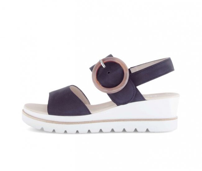 Gabor Damen Plateau Sandale Blau - Rauleder
