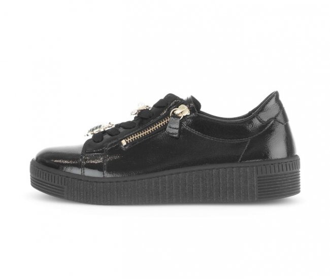 Gabor Damen Sneaker Low Schwarz - Lackleder