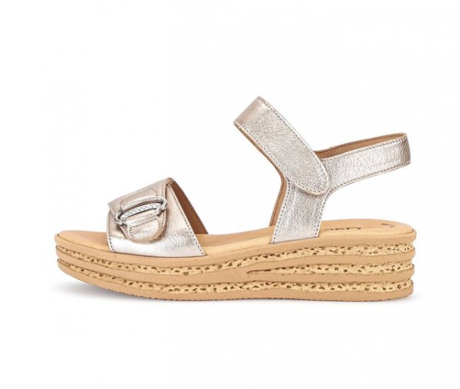 Gabor Damen Plateau Sandale Gold - Effektleder