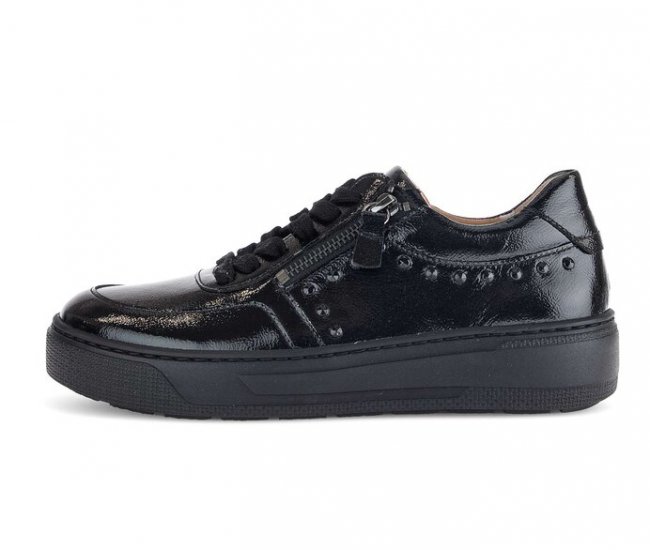 Gabor Damen Sneaker Low Schwarz - Lackleder
