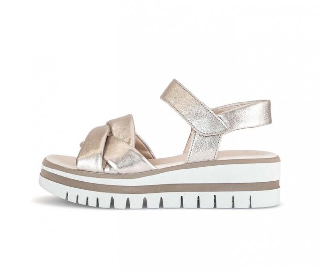 Gabor Damen Plateau Sandale Gold - Effektleder