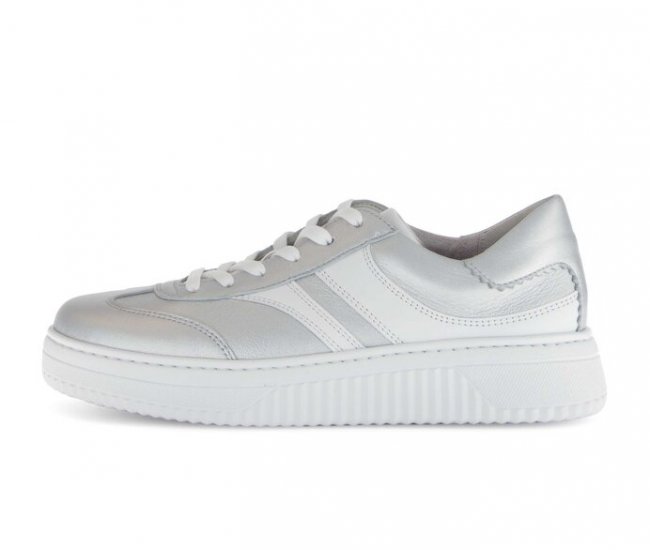 Gabor Damen Sneaker Low Silber - Materialmix Leder