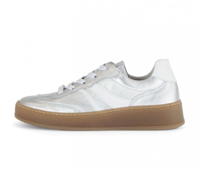 Gabor Damen Sneaker Low Silber - Materialmix Leder