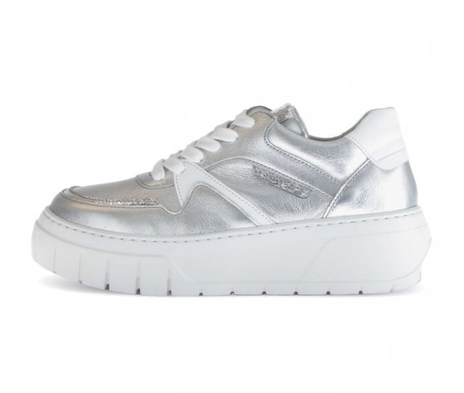 Gabor Damen Sneaker Low Silber - Materialmix Leder