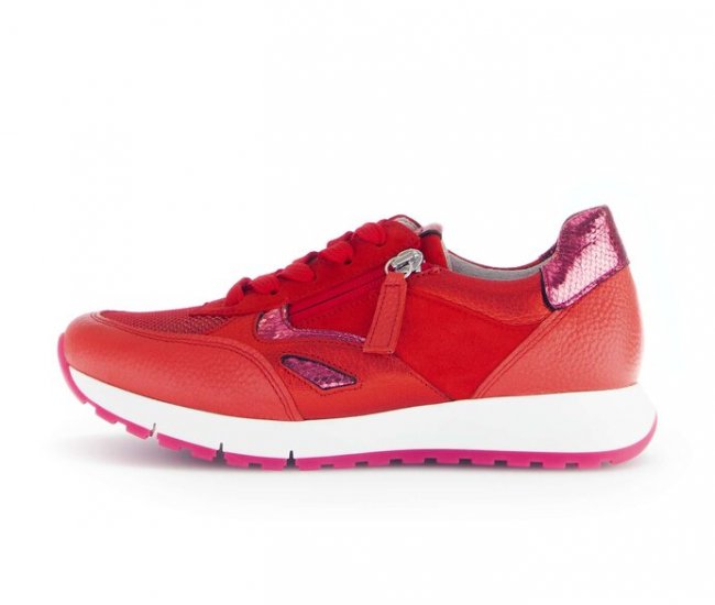 Gabor Damen Sneaker Low Rot - Materialmix Leder/Lederimitat