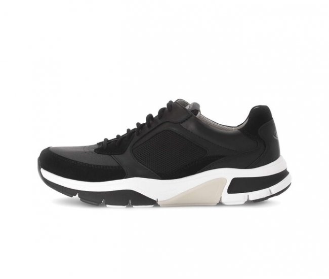 Gabor Herren Rollingsoft Sneaker Low Schwarz - Materialmix Leder