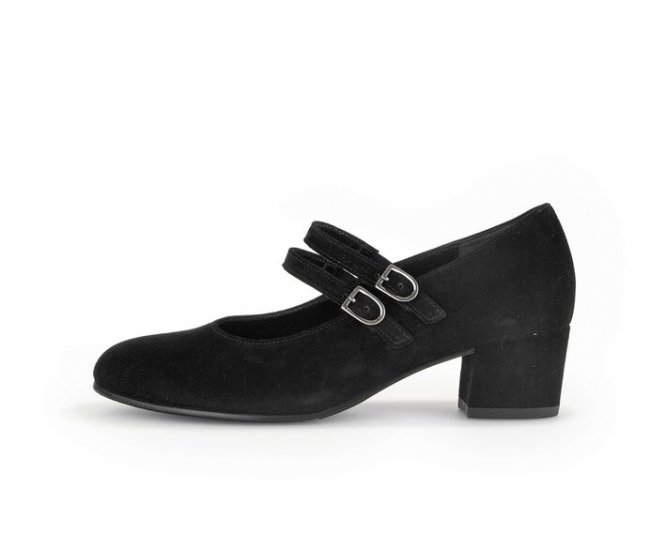 Gabor Damen Spangenpumps Schwarz - Rauleder