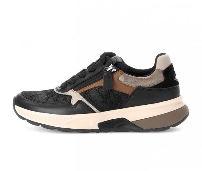 Gabor Damen Sneaker Low Schwarz - Materialmix Leder/Lederimitat