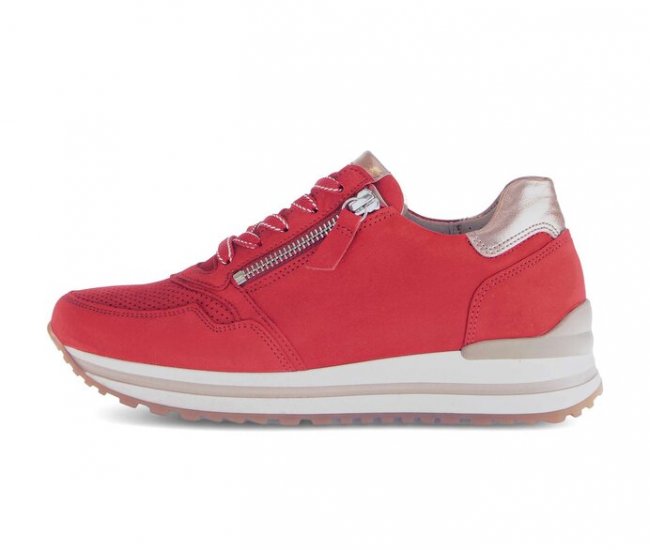 Gabor Damen Sneaker Low Rot - Materialmix Leder