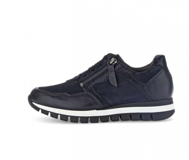 Gabor Damen Sneaker Low Blau - Materialmix Leder
