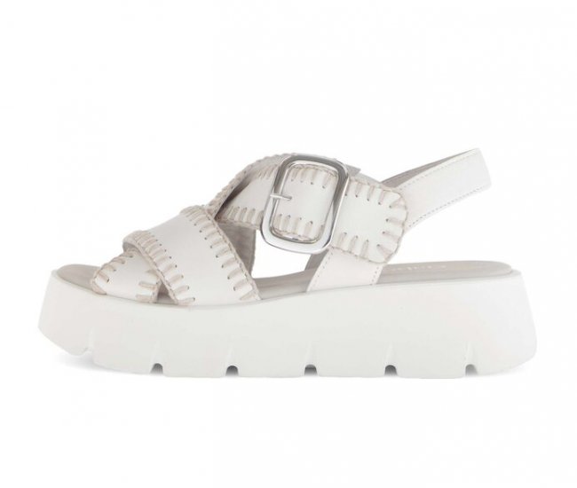 Gabor Damen Plateau Sandale Creme - Glattleder