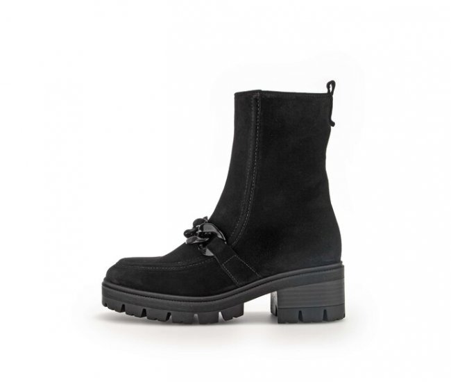 Gabor Damen Biker Boots Schwarz - Rauleder
