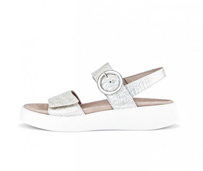 Gabor Damen Plateau Sandale Silber - Effektleder