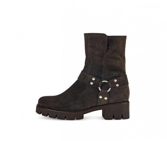 Gabor Damen Biker Boots Braun - Rauleder