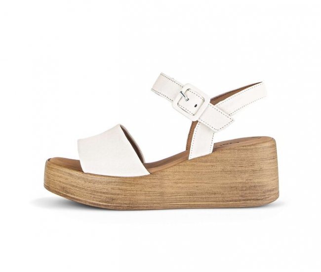 Gabor Damen Riemchensandale Creme - Glattleder