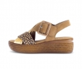 Gabor Damen Plateau Sandale Braun - Materialmix Leder